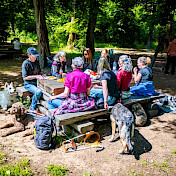 Gemütliches Zusammensein am Grillplatz im Wald